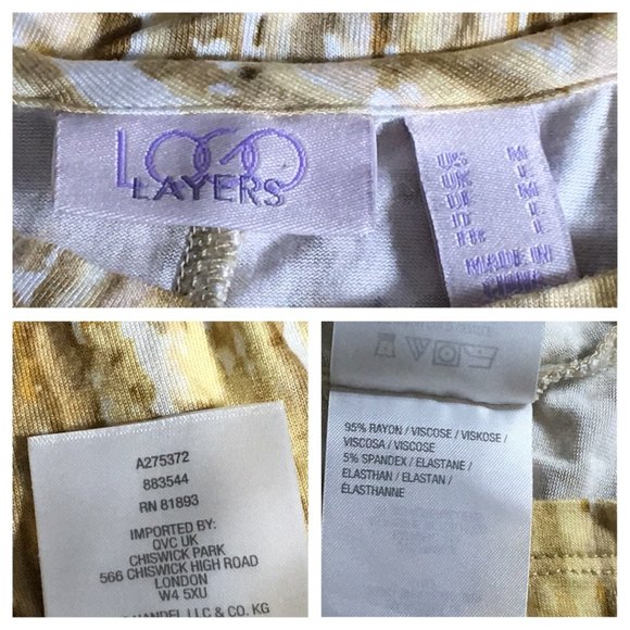 Lori Goldstein LOGO Layers Abstract  Printed Knit Tank Top M Blouse Shirt Yellow - Picture 4 of 9